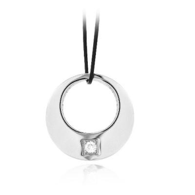 Stainless Steel CZ Open Circle Necklace