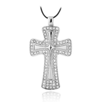Stainless Steel CZ Bold Cross Necklace