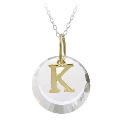 Sterling Silver Two-Tone 'K' Initial Necklace made with Swarovski Elements, 18'
