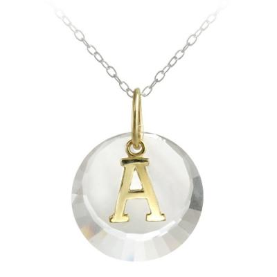 Sterling Silver Two-Tone 'A' Initial Necklace made with Swarovski Elements, 18'