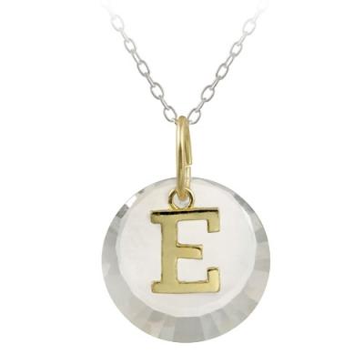 Sterling Silver Two-Tone 'E' Initial Necklace made with Swarovski Elements, 18'