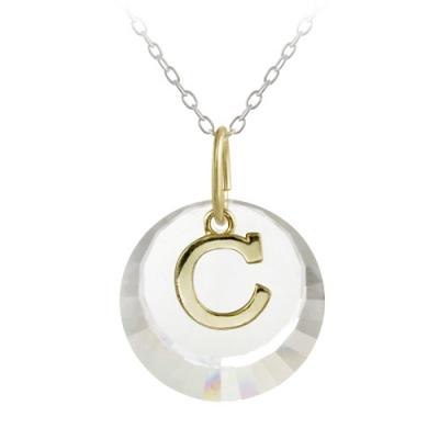 Sterling Silver Two-Tone 'C' Initial Necklace made with Swarovski Elements, 18'