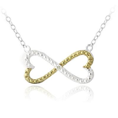 Sterling Silver Two Tone Diamond Accent Infinity Hearts Necklace