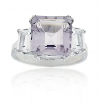 Sterling Silver Rose DeFrance & CZ Ring