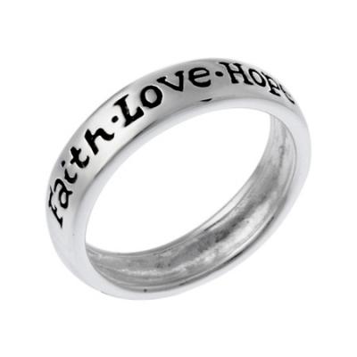 Sterling Silver Faith, Love, Hope Inspirational Ring