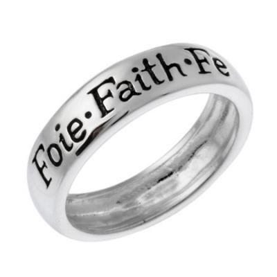 Sterling Silver Foie, Faith, Fe Inspirational Ring