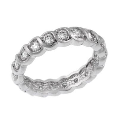Sterling Silver CZ Bridal Wedding Band