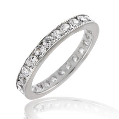 Sterling Silver Round CZ Bridal Wedding Band