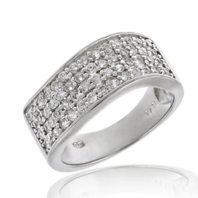 Sterling Silver CZ Bridal Engagement Band