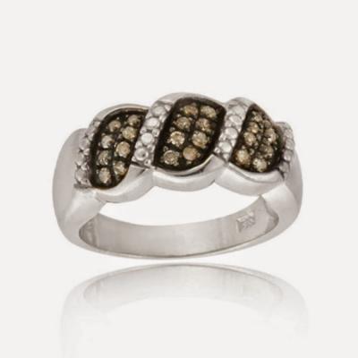 Sterling Silver 1/4ct. TDW Champagne Diamond S Design Ring