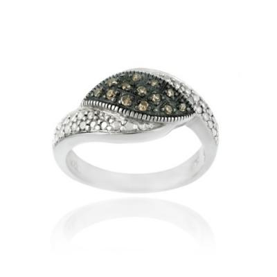 Sterling Silver 1/8ct. TDW Champagne Diamond Pave Ring