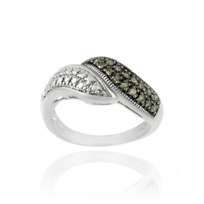 Sterling Silver .16ct. TDW Champagne Diamond Bypass Ring