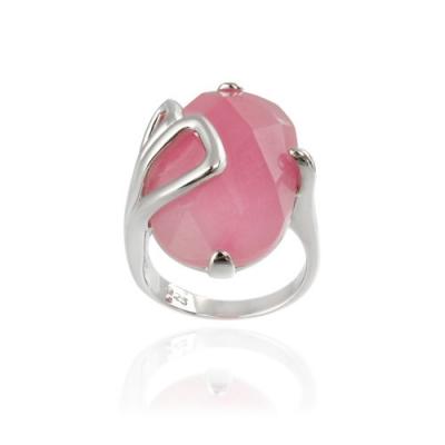Sterling Silver Faceted Pink Jade Wrap Ring