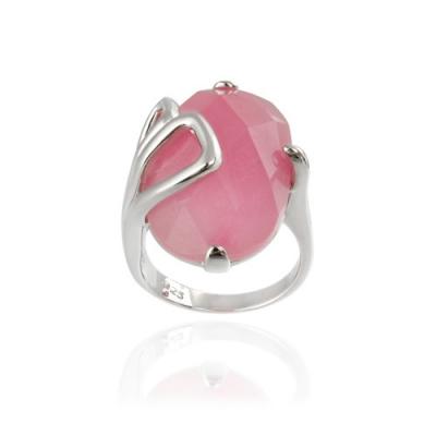 Sterling Silver Faceted Pink Jade Wrap Ring Size 7
