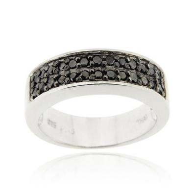 Sterling Silver 1/4ct. Black Diamond Band Ring Size 8