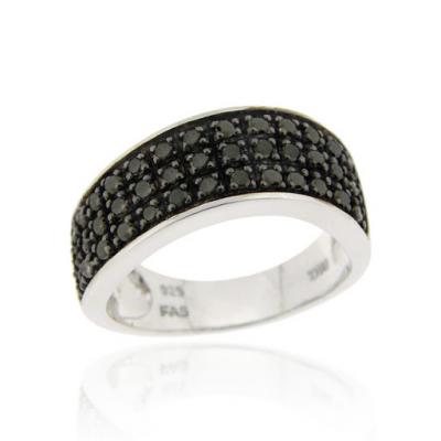 Sterling Silver .45ct TDW Black Diamond Wave Band Ring