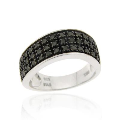 Sterling Silver .45ct TDW Black Diamond Wave Band Ring