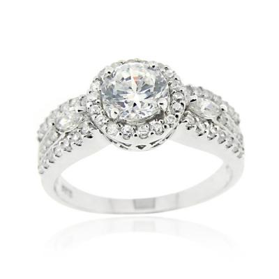 Sterling Silver CZ Bridal Engagement Ring Size 10