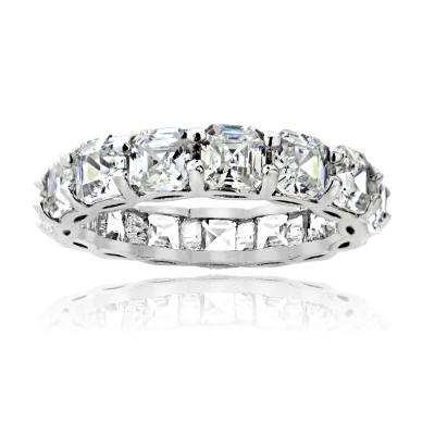 Sterling Silver Princess-Cut CZ Eternity Wedding Band Ring Size 10