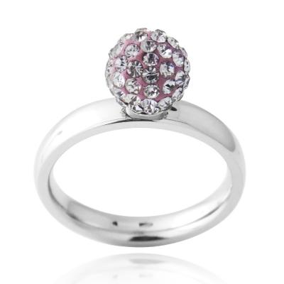 Stainless Steel Crystal Violet Fireball Ring Size 7