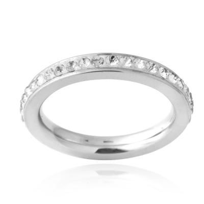 Stainless Steel Crystal Wedding Band Size 7