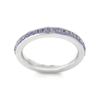 Stainless Steel Violet Crystal Wedding Band