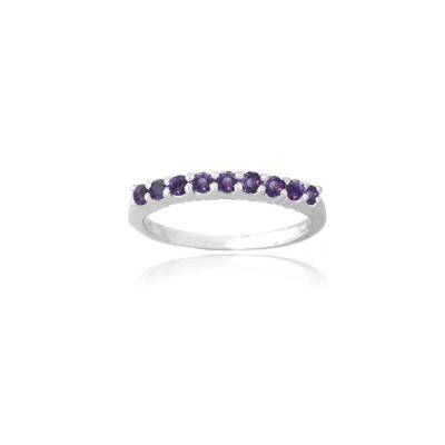 Sterling Silver Amethyst Semi-Eternity Band Ring Size 10