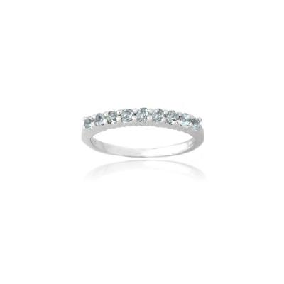 Sterling Silver Blue Topaz Semi-Eternity Band Ring Size 8