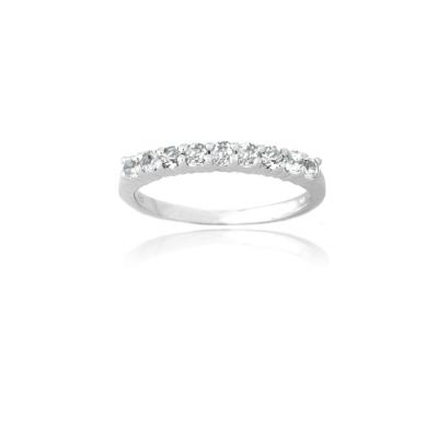 Sterling Silver White Topaz Semi-Eternity Band Ring Size 6