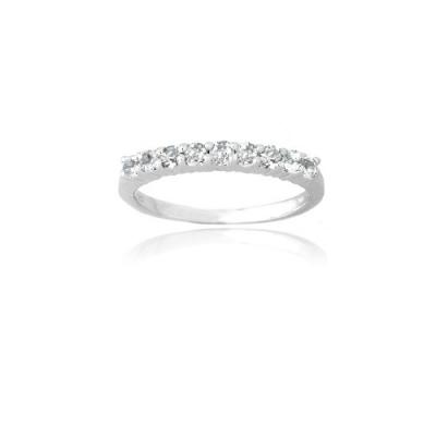 Sterling Silver White Topaz Semi-Eternity Band Ring Size 7