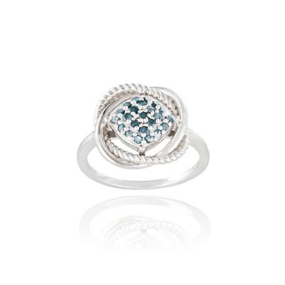 Sterling Silver 1/4ct Blue Diamond Love Knot Ring Size 6