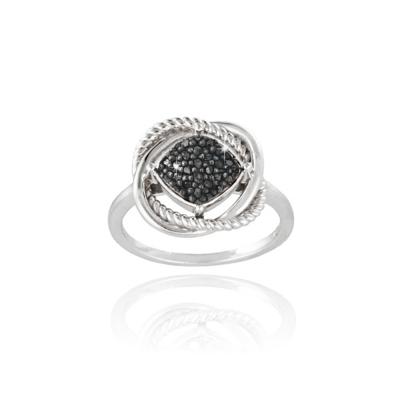 Sterling Silver 1/4ct Black Diamond Love Knot Ring Size6