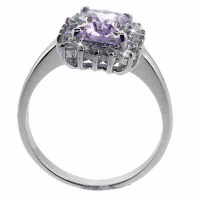Sterling Silver Lavender and Simulated Diamond CZ Ring