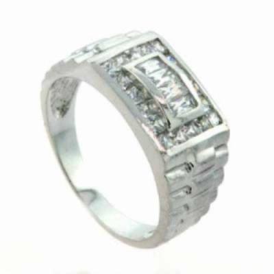 Sterling Silver Mens CZ Chunky Designer Inspired Band Ring Size 11