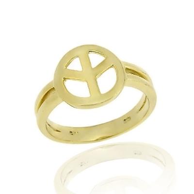 18k Gold over Sterling Silver Peace Sign Ring