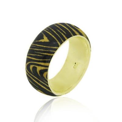 18k Gold Over Sterling Silver Enamel Tiger Print Ring Size 6