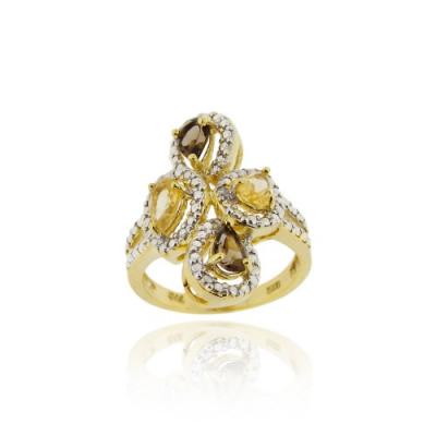 18K Gold over Sterling Silver Multi Gemstone Diamond Accent Cocktail Rings