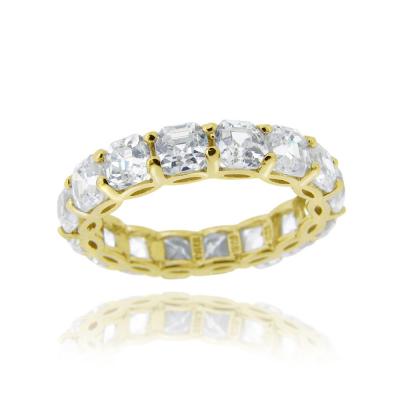 18K Gold over Sterling Silver Asscher-Cut CZ Eternity Wedding Band Ring