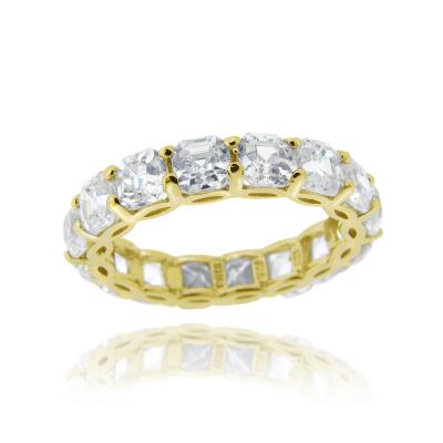 18K Gold over Sterling Silver Asscher-Cut CZ Eternity Wedding Band Ring
