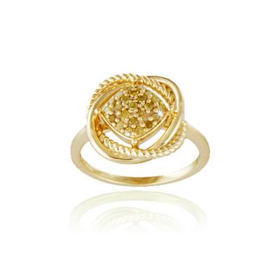 18K Gold over Sterling Silver Yellow Diamond Love Knot Ring Size 7
