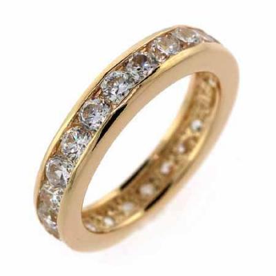 18K Gold over Sterling Silver CZ Eternity Wedding Band Ring Size 9