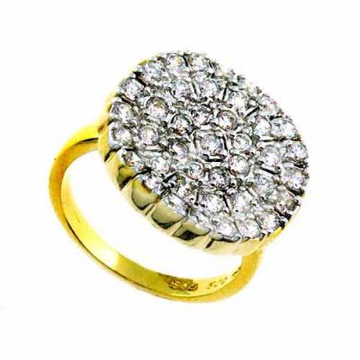 18K Gold over Sterling Silver CZ Pave Circle Ring