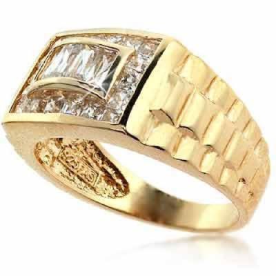 18K Gold over Sterling Silver CZ Mens Ring
