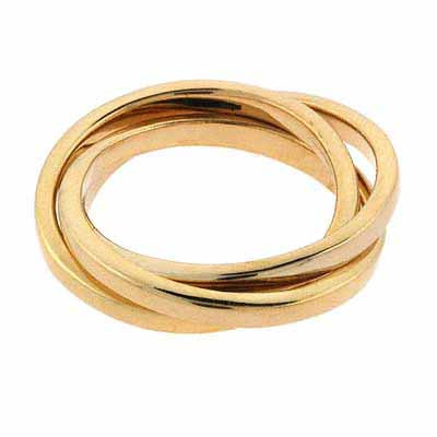 18K Gold over Sterling Silver Three Band Intertwined Ring