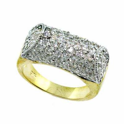 18K Gold over Sterling Silver CZ Dome Ring Size 6