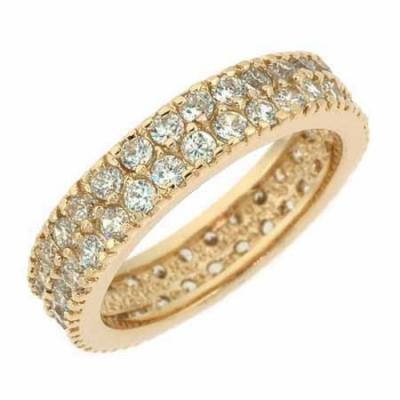 18K Gold over Sterling Silver CZ Eternity Band Ring Size 7