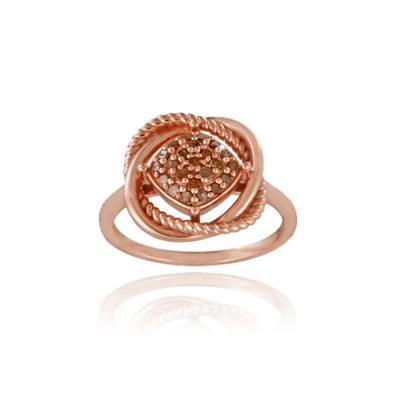 18K Rose Gold over Sterling Silver 1/4ct Red Diamond Love Knot Ring Size 7