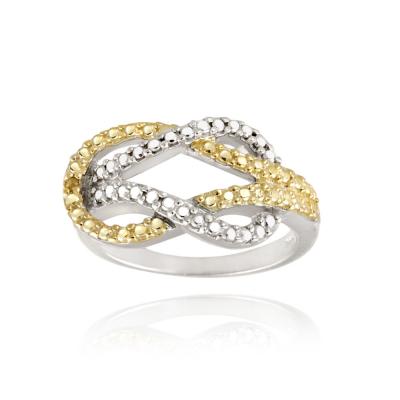 Sterling Silver Two-Tone Yellow Diamond Accent Love Knot Ring