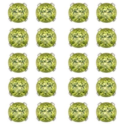 Sterling Silver 11ct Peridot 5mm Stud Earrings, Set of 10