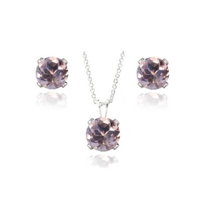 Sterling Silver 3ct Amethyst Solitaire Pendant & Earrings Set
